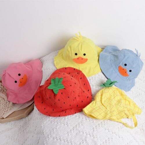 INS New Childrens Bucket Hats Fruit Printing Cotton Soft Summer Cap For Girls Boys Kids Casual Multicolor Panama Hat Gorros