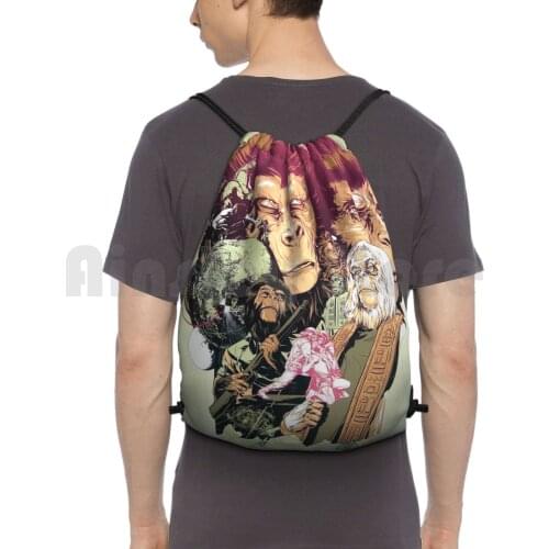 Planet Of The Apes Poster Backpack Drawstring Bags Gym Bag Waterproof Planet Apes Planet Of The Apes Monkey Gorillas The