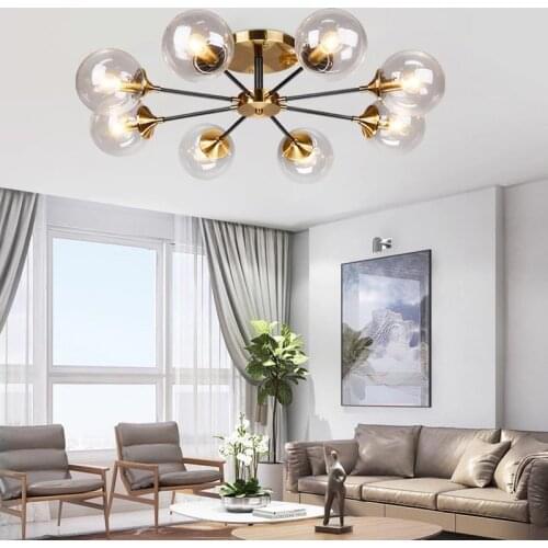 Postmodern LED lights Glass ball lamps Nordic hanging lights bedroom lighting fixtures living room chandelier ceiling