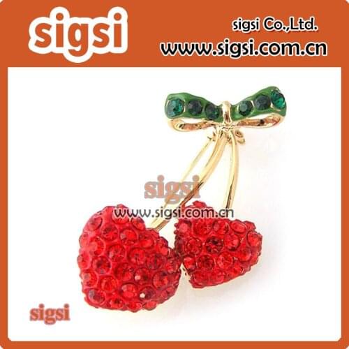Rhinestone strawberries brooch