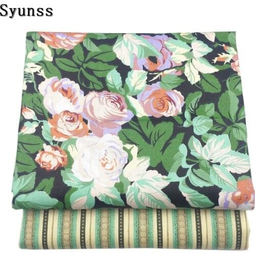 Syunss Green Floral Cotton Fabric Diy Quilting Patchwork Sewing Scrapbooking Home Textile Decoration Bedding Clothing Tissus