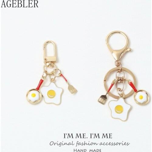 Ins Creative Poached Egg Spatula Girlfriends Key Chain Bag Pendant Cute Girl Women Accessories KEY CHAIN HOLDER Keyring