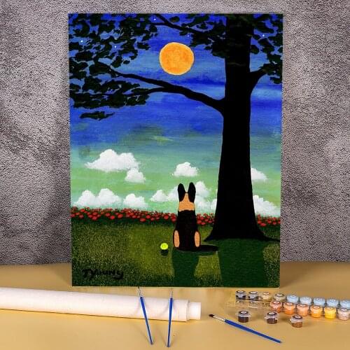 Animal German Shepherd Painting By Numbers Package Oil Paints 50*70 Oil Painting Wall Decoration Kids Wholesale Wall Drawing