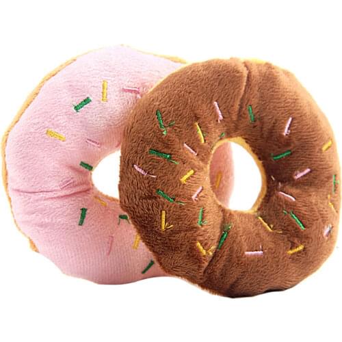 1 pcs Funny Pet Dog Chew Throw Toys Cute Donuts Puppy Cat Squeaker Squeaky Plush Sound Dogs Toys Squeaky Pets Products
