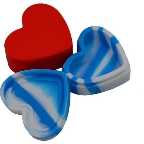 2pcs Bho Dab wax jar Heart-Shaped Non stick 15ml silicone butane slick oil container Dabber jars