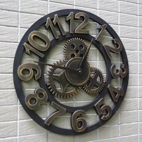 40/45/50cm 3D Wall Clock Large/Wooden/Vintage Wall Clocks Silent/Antique Big Wall Watches Home Decor For Living Room