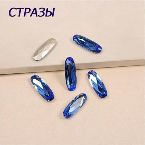 4161 Elongated Baguette Shapes Sapphire K9 Glass Rhinstone Crystal Base Sew On Rhinestones for Clothing Dress Stones DIY