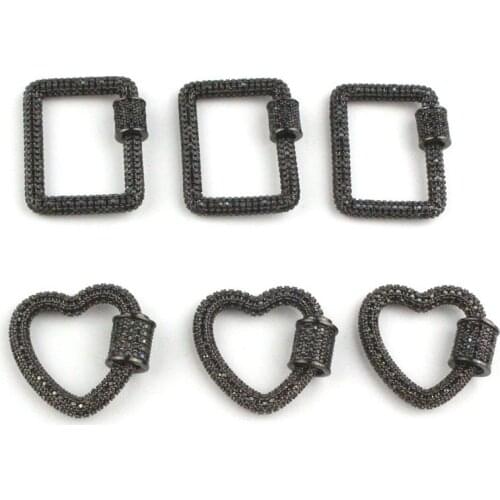 20-25mm 5pcs/lot Good quality color heart/square shape clasp,cubic zircon charm,closure bracelet/necklace component wholesale