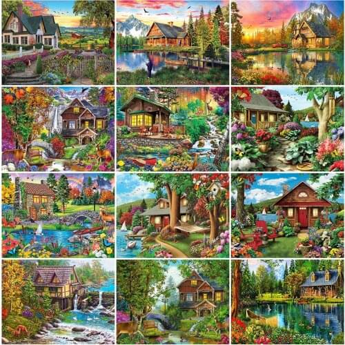 EverShine 5D Diamond Painting Garden Diamond Embroidery Landscape Full Square Mosaic Flower Picture Rhinestones Home Decor