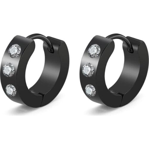 Hot Sale Gold Silver Color Round Crystal Top Quality Ear Clip For Women & Men Stainless Steel Stud Earrings Fashion Jewelry