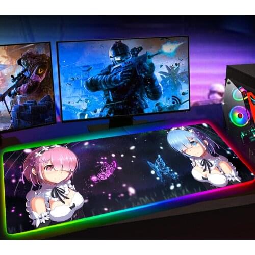 LED RGB Re Zero Kara Gaming Mouse Pad XL Mousepad Gamer Mause Pad Rubber No-slip Mouse Mat with Backlit Tapis De Souris 90X30cm