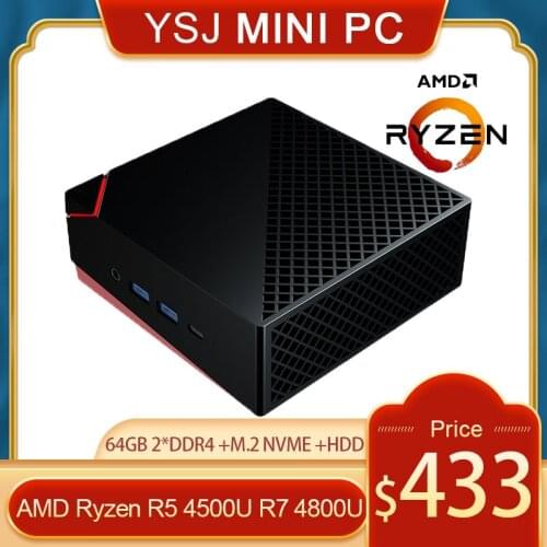 TOP AMD Ryzen 5 4500U Ryzen 7 4800U Gaming Mini Computer Win10 Pro 2*DDR4 Nvme 2*RJ45 3*4K HDMI DP Type-C 2*LAN AX WIFI 6 BT5.1