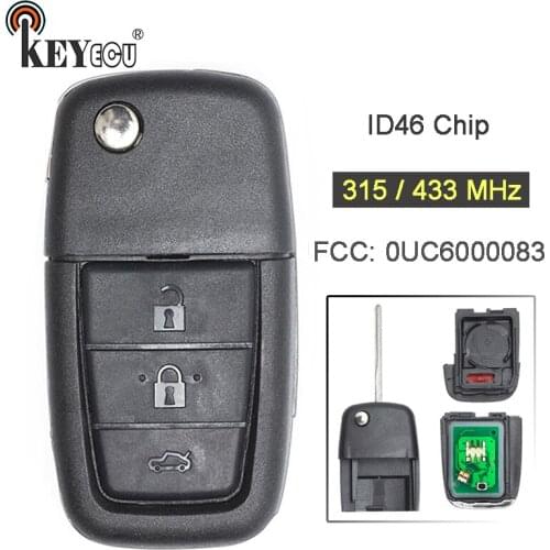 KEYECU 315MHz/ 433MHz CAN ID46 Chip FCC: 0UC6000083 Replacement Flip 3+1 4 Button Fold Remote Car Key Fob for Pontiac G8