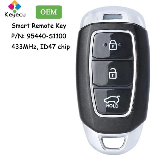 KEYECU Keyless Go Smart Remote Key With 3 Buttons 433MHz NCF29A3X Chip - FOB for Hyundai Santa Fe 2018 2019 2020, 95440-S1100