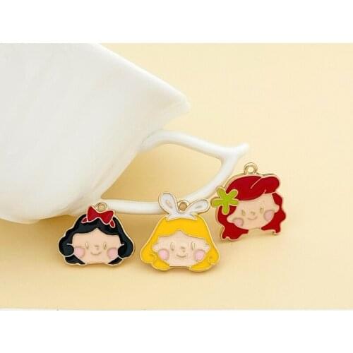 Color-preserving alloy classic cartoon princess cute Q version avatar pendant DIY headdress earrings pendant material