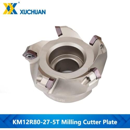 KM12R80-27-5T Carbide Insert Clamped Fast Feeding Alloy End Mill Right-Angle CNC Plate Tools Face Milling Cutter
