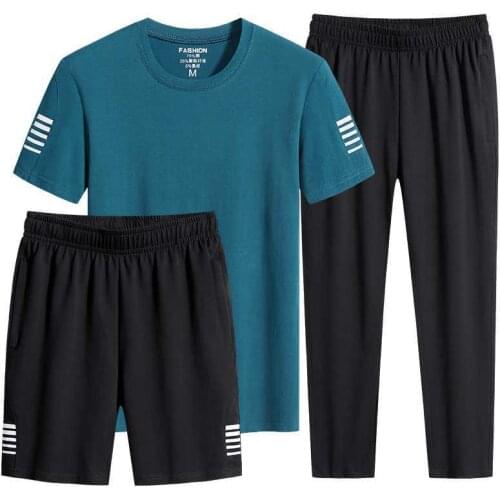 Three-piece Suit 2021 New Fashion Men Sports Suit Mens Summer Thin Breathable Absorbs Sweat and Dries Easily Men Sets