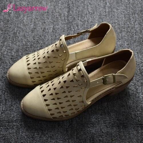 Lasyarrow 2020 New Design Plus Size 34-48 Summer Pumps Woman Shoes Chunky High Heels Buckle Strap Concise Shoes Women Pumps