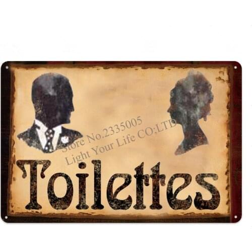 Toilet Sign Plaque Metal Vintage Bathroom Metal Sign Tin Sign Wall Decor for Toilet Bathroom Restroom 20x30cm Poster 2020 Hot