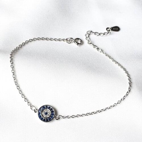 MIQIAO 925 Sterling Silver Evil Eye Ladies Anklets 20 CM Jewelry For Women Foot Bracelet On The Leg Chain Fashion 2021 New Gift