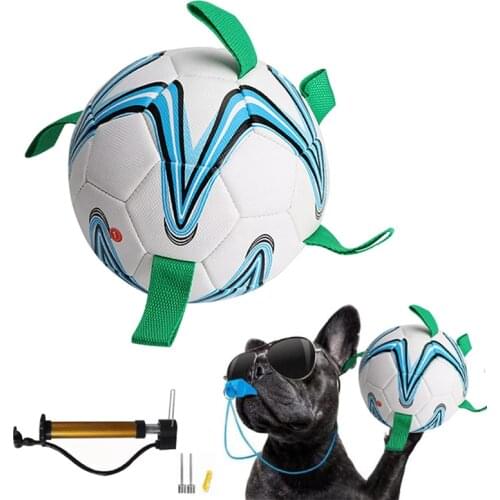 Dog Toys Interactive Pet Soccer Ball with Grab Tabs Durable Dog Tug Balls for Dogs Pet Bite Chew Ball Outdoor Pet Football Toys