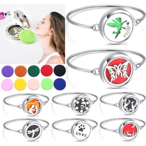 2019 New Locket Bracelet Bangle Christmas Stainless Steel Essential Oil Diffuser Perfume Aromatherapy Aromatherapy Bracelet