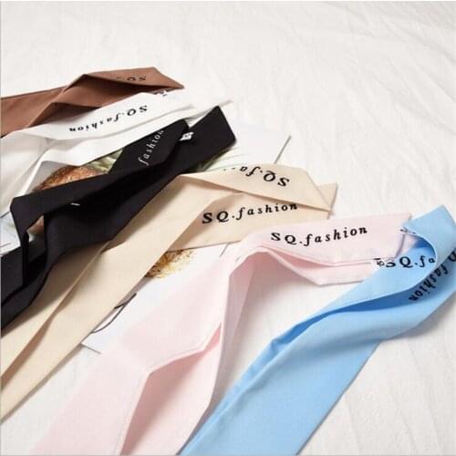 New Two-sided Polyester Small Bind Bag Decorate Tie Handle Scarf Imitate Ribbon Hair Band Woman Scarves Hijab Bandana Women