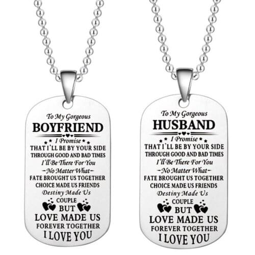 To My Gorgeous Husband Wife Boyfriend Girlfriend I Love You Military Necklace Couples Anniversary Gifts Birthday Qu