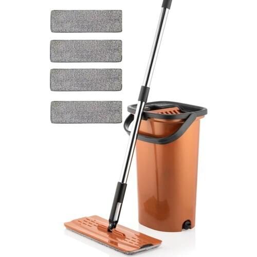Mikrofiber Flat Tablet Mop 4 Vinly Cleaning Set-Copper