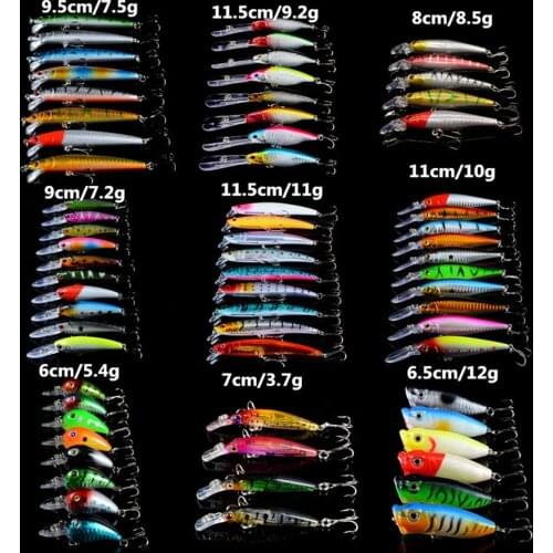 Hot Fishing Lures 69pcs/lot Carp Fishing Bait Mixed 9 Different Models Hard Baits 69 Colors Wobblers Fishing Tackle Wholesale