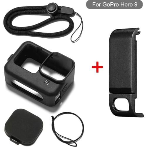 For GoPro 9 Silicone Protective Cover with Battery Side Cover Lid Removable Type-C Charging Cover Port for Go Pro Hero 9 Camera