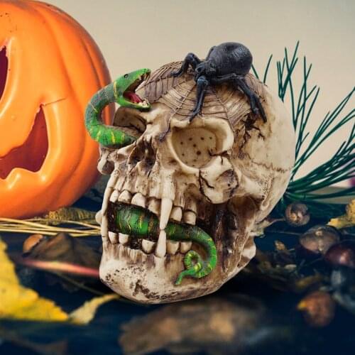 Modern Skull Sculpture Ornament Death Figurine Statue Photo Props Halloween Office Desktop Decor