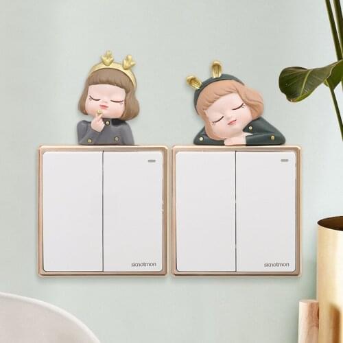 Light luxury switch sticker wall sticker protective cover cute cartoon light switch decoration sticker socket panel switch cover