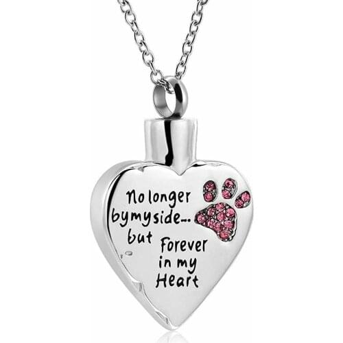 High Quality Memorial Cremation Jewelry European And American Personality Heart-shaped Pet Keepsake Urn Ashes Necklace For Pet