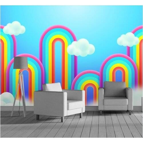 Xuesu Little Fresh cartoon painted rainbow background wallpaper for teen and child bedroom custom 8D waterproof material