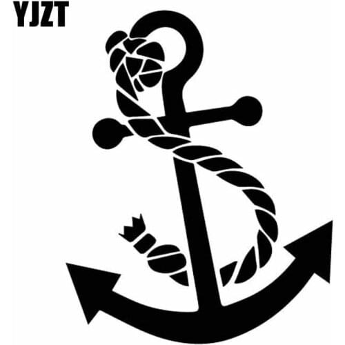 YJZT 12.3CM*15.3CM Dazzling Anchor Vinly Decal Maritime Boat Dinghy Ship Canoe Yacht Sticker Black/Silver C27-0387
