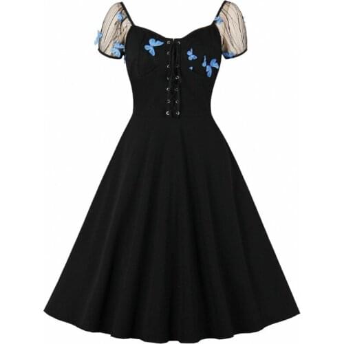 Women Robe Pin Up Halloween Gothic Dress Retro Vintage 50s 60s Rockabilly Swing Summer Female Dresses Elegant Tunic Vestidos