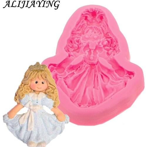 1Pcs Princess Girl Cake Silicone Molds Baby Biythday Party Fondant Cake Decorating Tools Candy Chocolate Gumpaste Moulds D0563