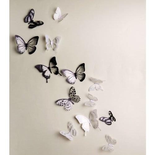 18pcs/lot 3d Crystal Butterfly Wall Sticker Beautiful Butterflies Art Decals Home decor Stickers wedding decoration On the Wall