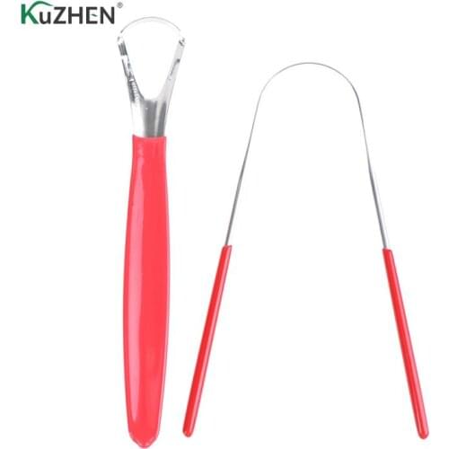 2pcs Tongue Scraper Stainless Steel Oral Cleaner Brush Fresh Breath Cleaning Coated Tongue Toothbrush Pro Eliminate Bad Breath