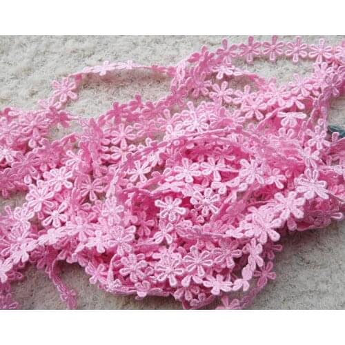 3 Meters Pink Color Wedding Flower Lace Fabric Hollow Venice Lace Trim Polyester Applique Sewing Trims Craft 4.5cm Width