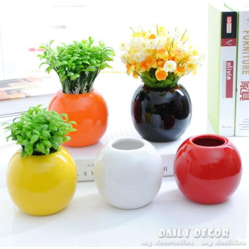 5pcs Modern simple small ball vases cheap miniature decorative ceramic flower pots wholesale vasos decorativos gadgets