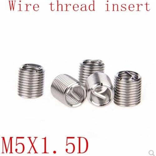 50pcs M5*0.8*1.5D Wire Thread Insert Stainless Steel 304 Wire Screw Sleeve, M5 Screw Bushing Helicoil Wire Thread Repair Inserts