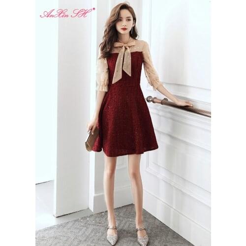 AXJFU black lace Evening Dress princess black Embroidery Luxury Satin Half Sleeved Elegant black Prom Dress