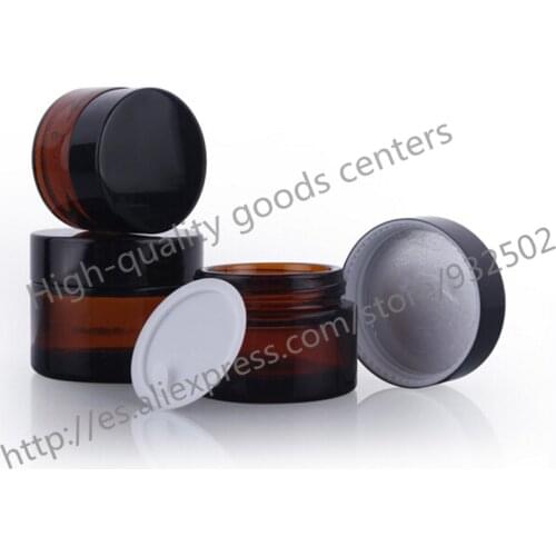 Free shipping 200PCS/LOT 10g amber glass jar, 10cc amber cream bottle, glass container,cosmetic packaging