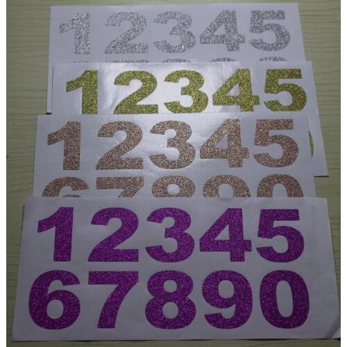 Glitter gold, silver, rose, pink Numbers sticker - 18x9cm/sheet