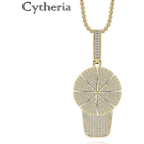 Cytheria hip-hop rap punk style Cap shape golden rhinestone crystal pendant necklace for women men gifts