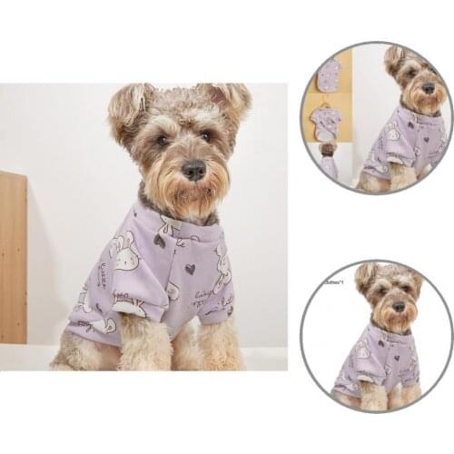 Stretchy Stylish Two-Legged O-Neck Dog Pullover Soft Texture Pet Clothes Rabbit Print Pet Supplies