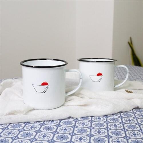 Enamel Japanese Single Retro Nostalgic Coffee Cup Milk Cup Teacup Enamel Cup Household Mug