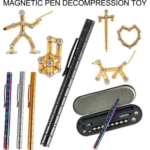 Fidget Magnet Gel Pen Spinner Toy Pen Magnetic Building Toys Adult Kids Stress Relief Office Product Assembly Puzzles Fidget Toy
